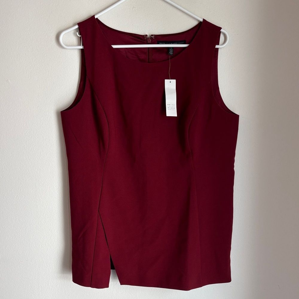 White House Black Market Sleeveless blouse Trina long bodice Rosso Women 12 NWT